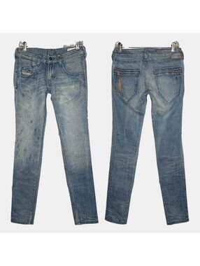Vintage Diesel Clush 72L Jeans W28 L32 Low Rise Skinny Light Wash Zip Italy